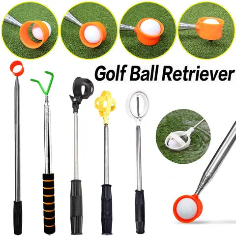 21-foot telescoping golf ball retriever fully extended on course